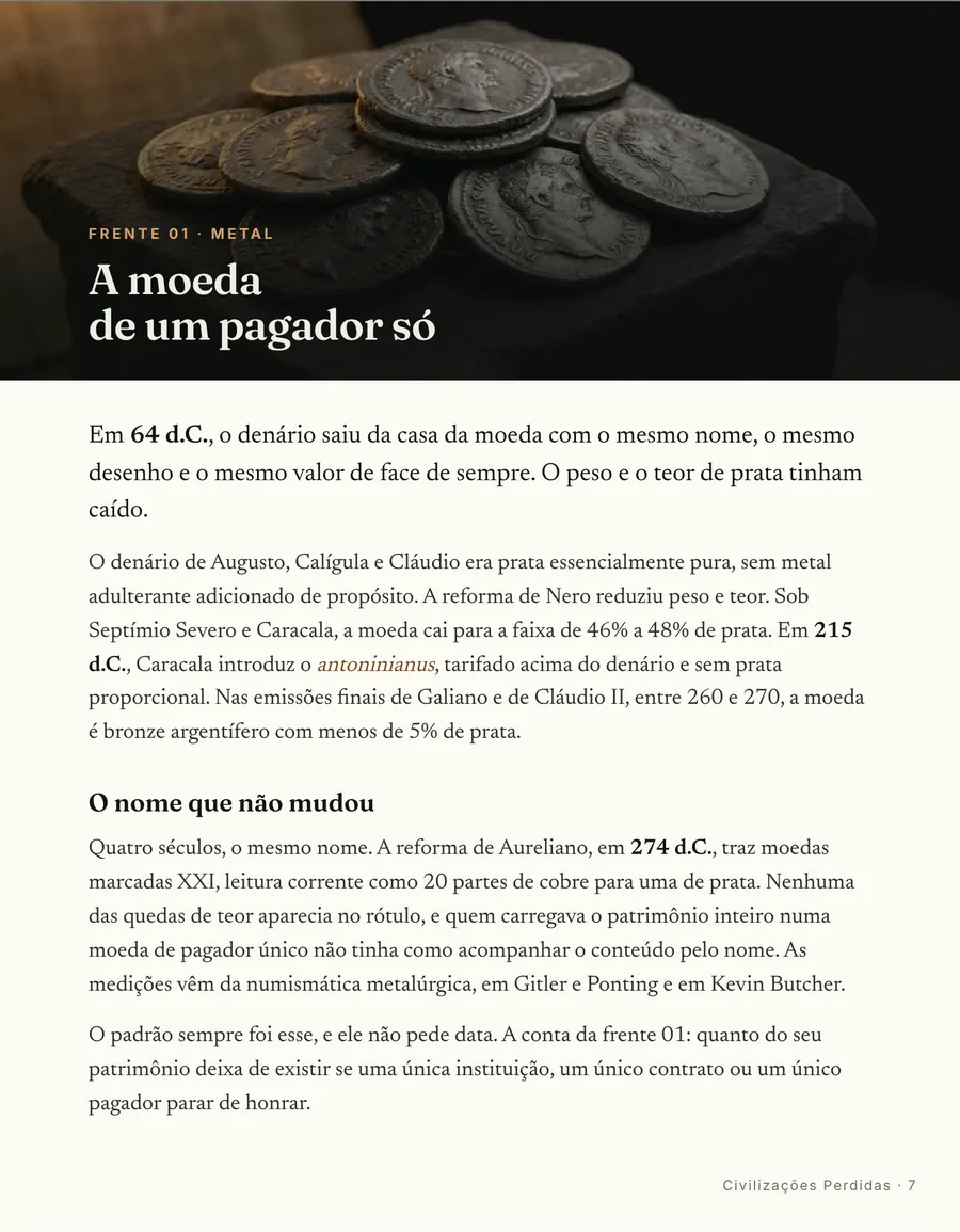 Abertura de frente: Cada frente abre no arquivo: o denário que perdeu a prata sem mudar de nome